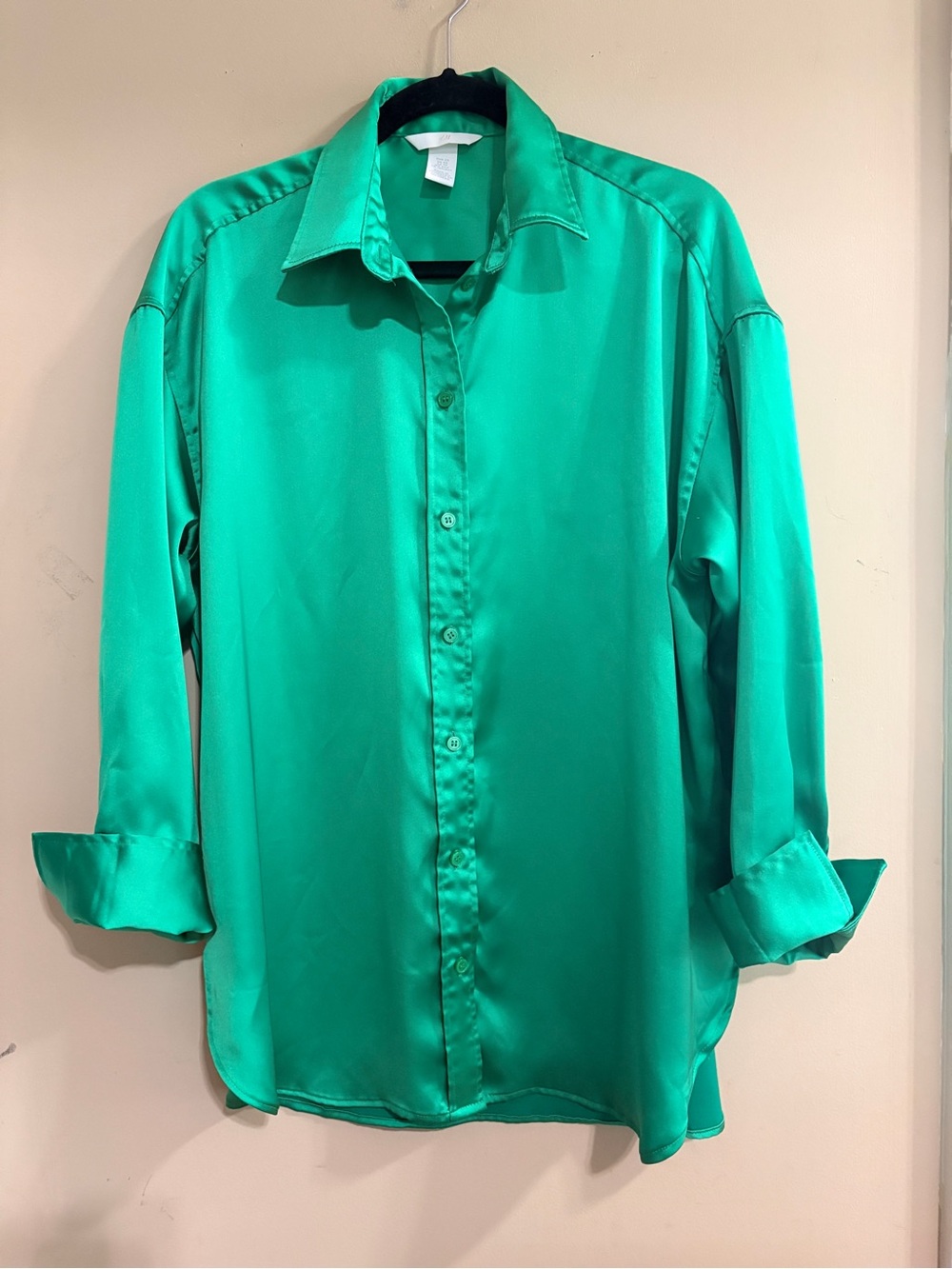 H&M Satin Effect Oversized Blouse Shirt XS